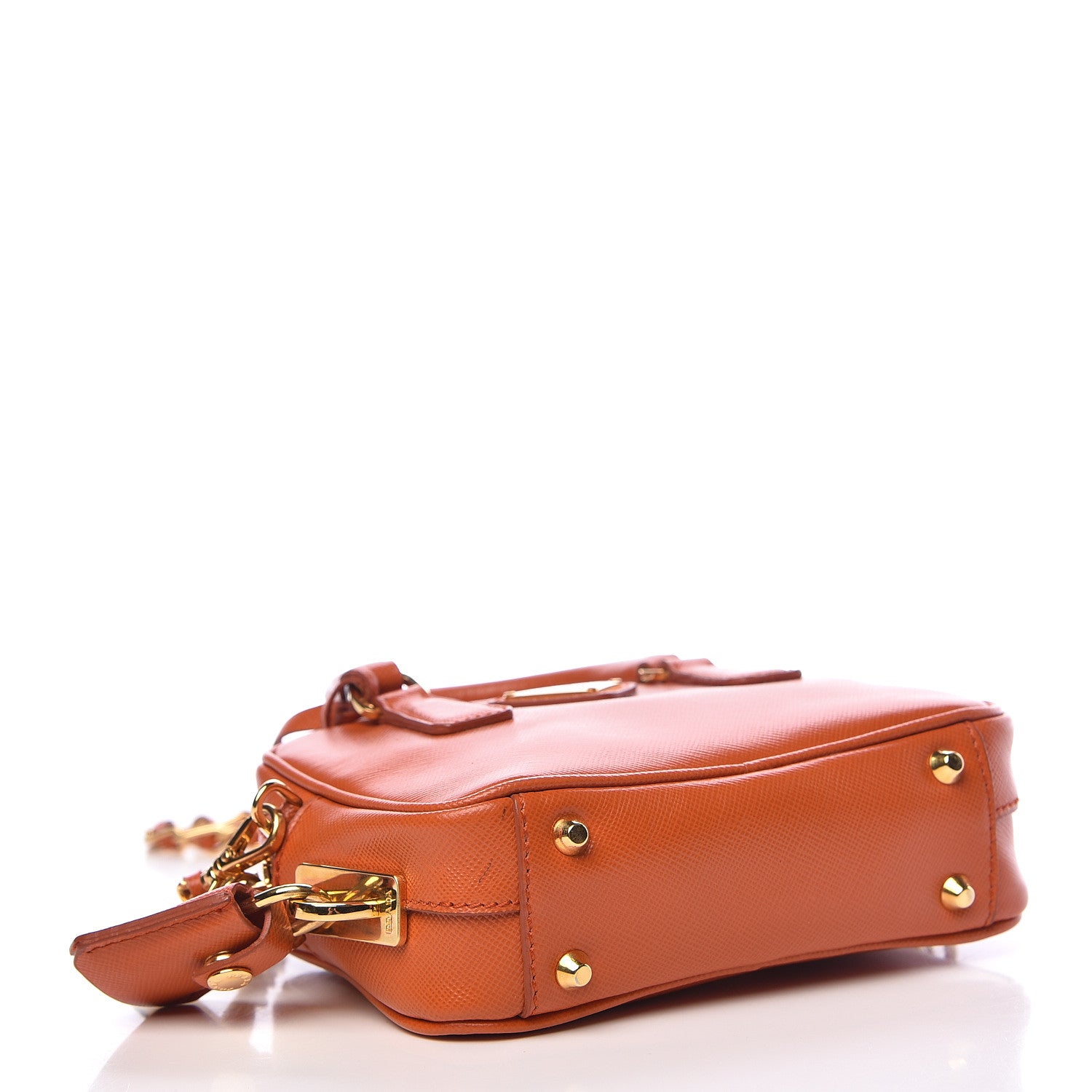 Prada Saffiano Lux Mini Top Handle Crossbody Bag Papaya 4 of 11