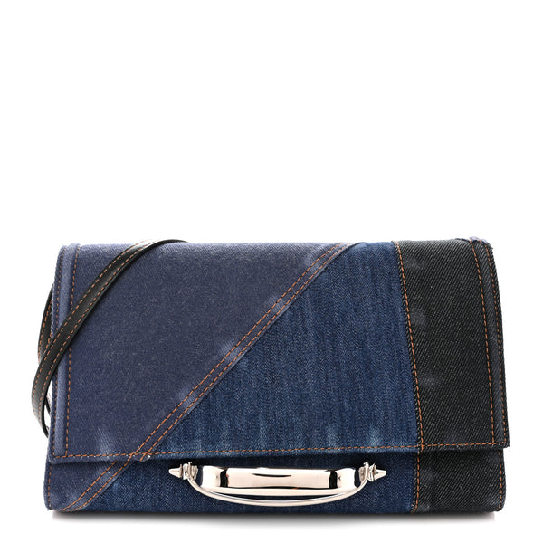Alexander McQueen ザカーブ デニム レザー ショルダーバッグ Alexander McQueen Denim Calfskin The Story Shoulder Bag Blue