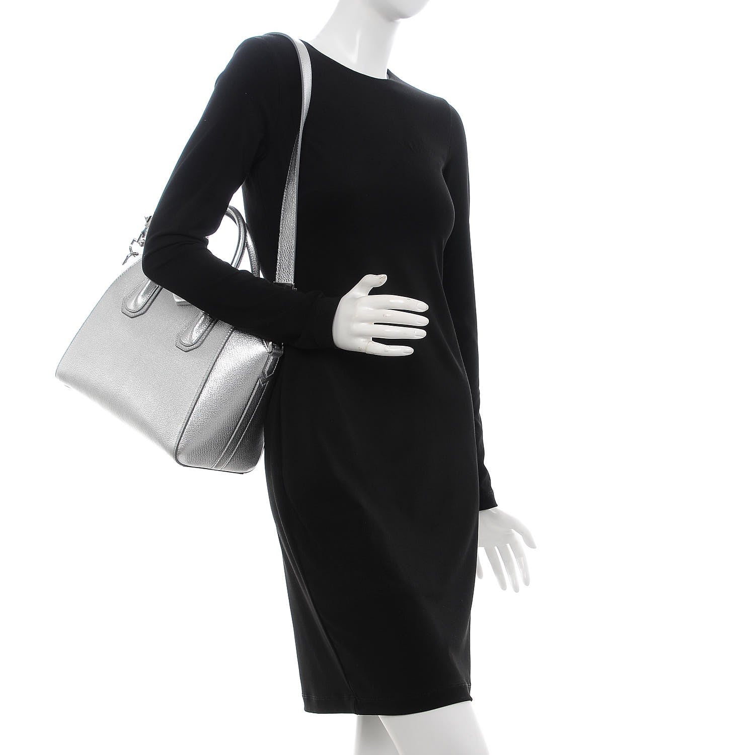 Givenchy Metallic Sugar Goatskin Small Antigona Silver 2 of 8