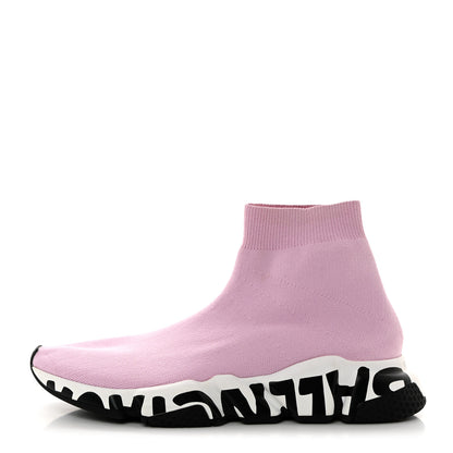 Balenciaga Neoprene Knit Womens Speed Graffiti Sneakers Light 40 Light Pink White Black 1 of 8