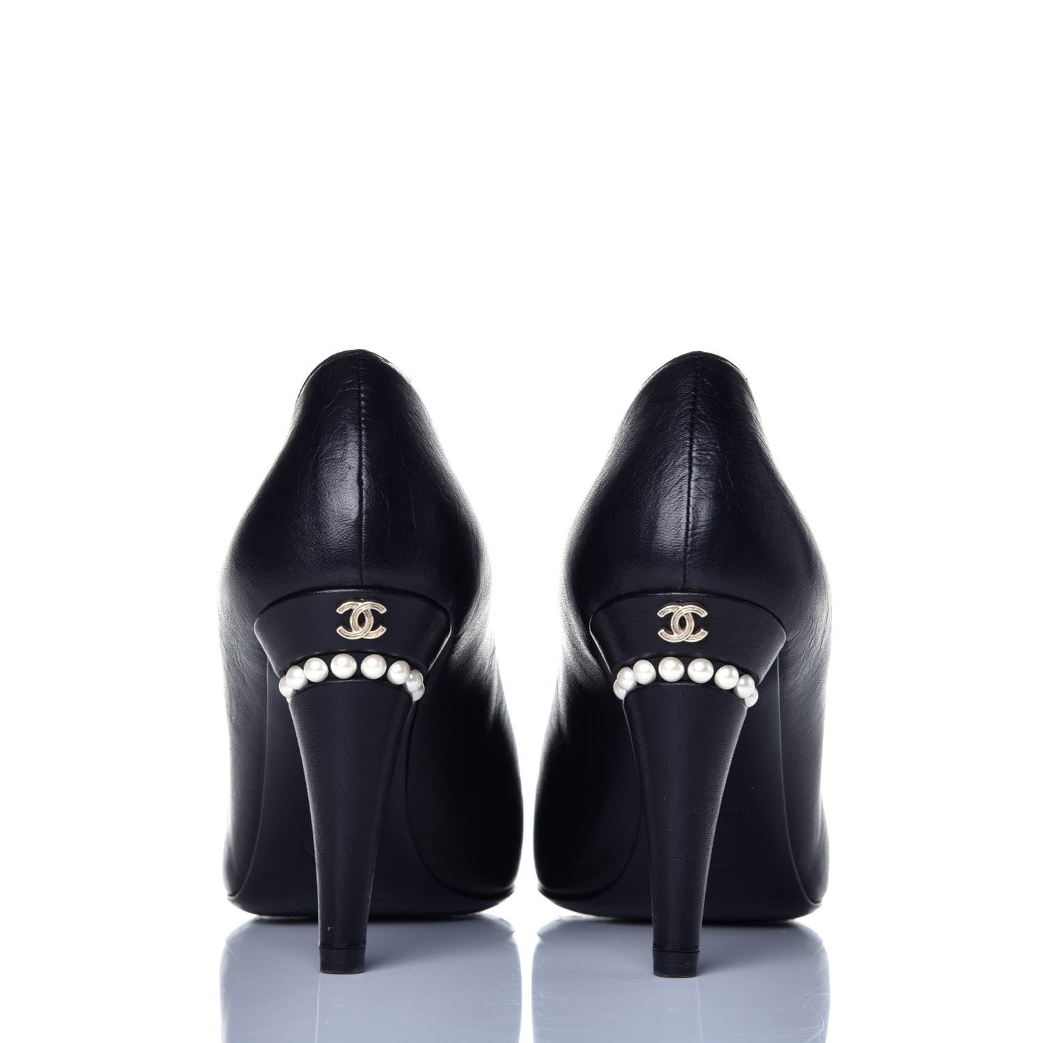 Chanel Lambskin Cap Toe Pearl Pumps 37 Black 5 of 10