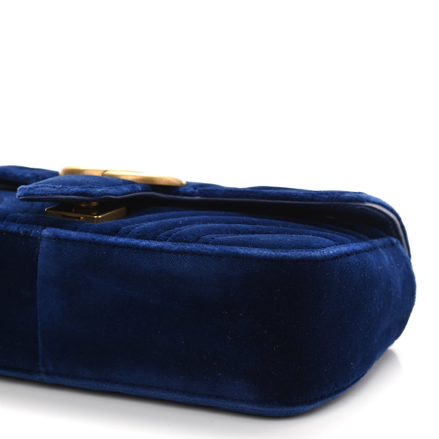 Gucci Velvet Matelasse Mini GG Marmont Shoulder Bag Cobalt Blue 10 of 10