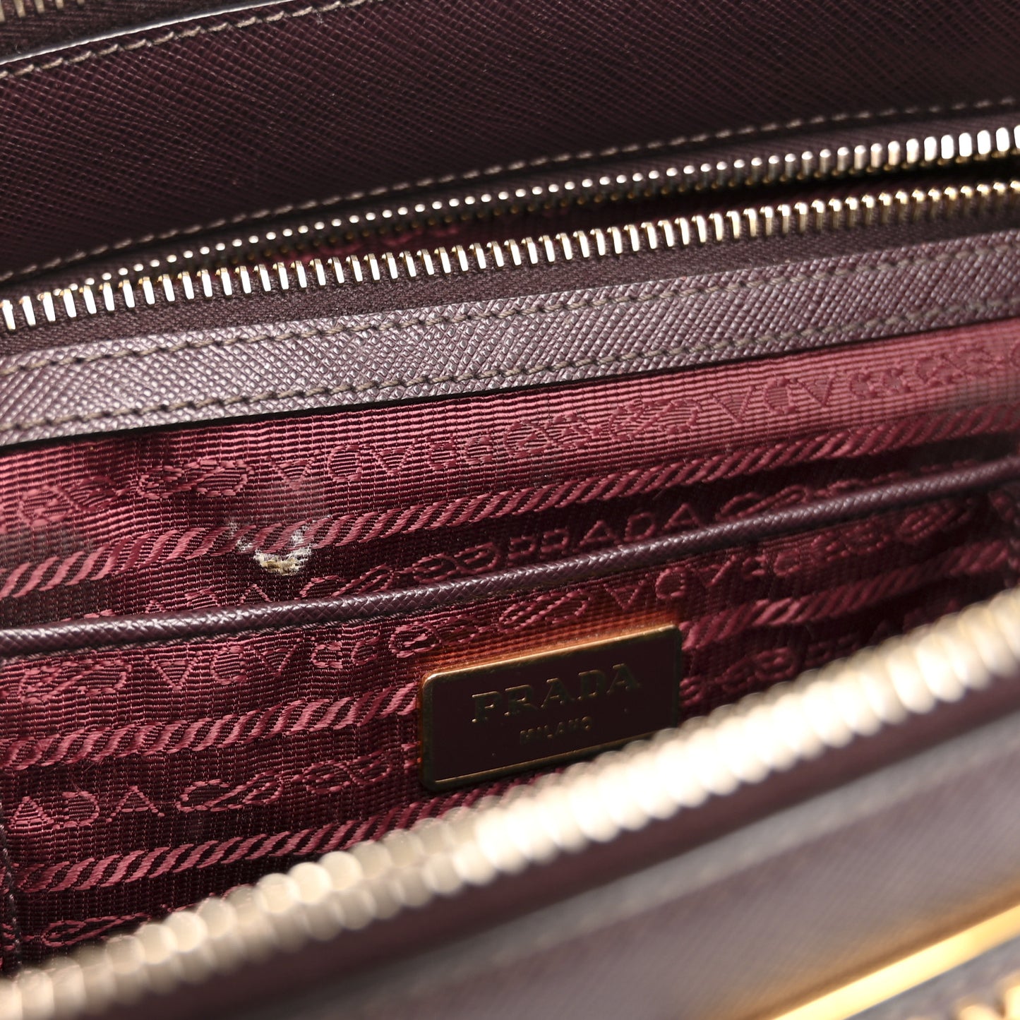 Saffiano Lux Medium Double Zip Tote Bordeaux