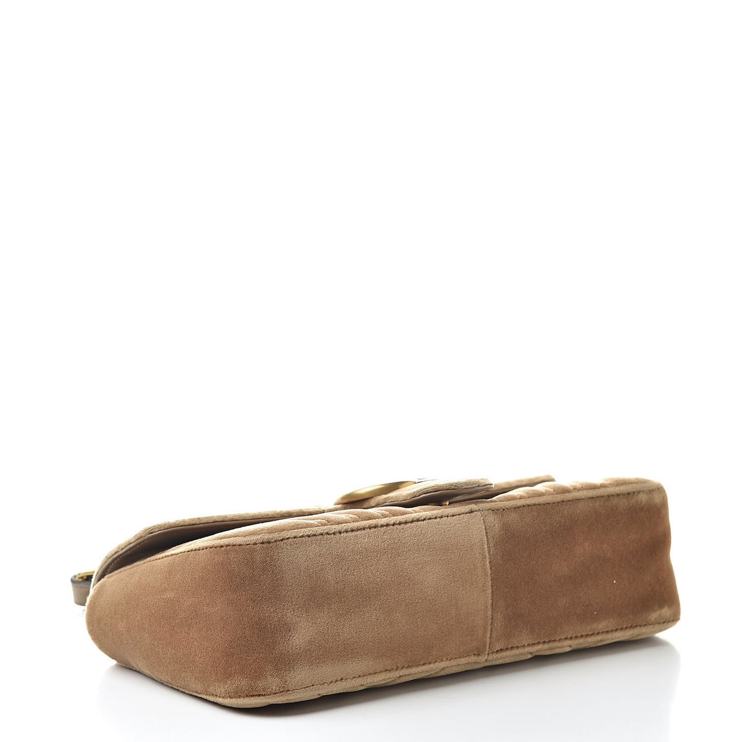 Velvet Matelasse Small GG Marmont Shoulder Bag Taupe