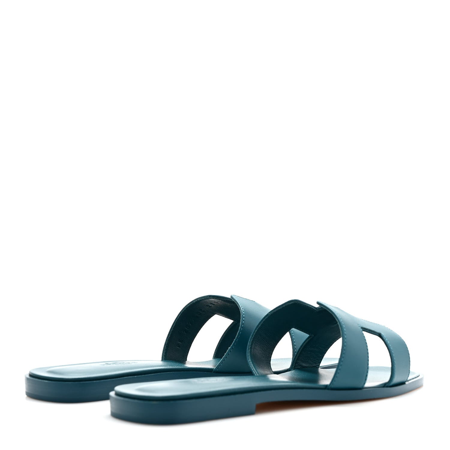 Hermes Calfskin Oran Sandals 39 Bleu Emeraude 4 of 9