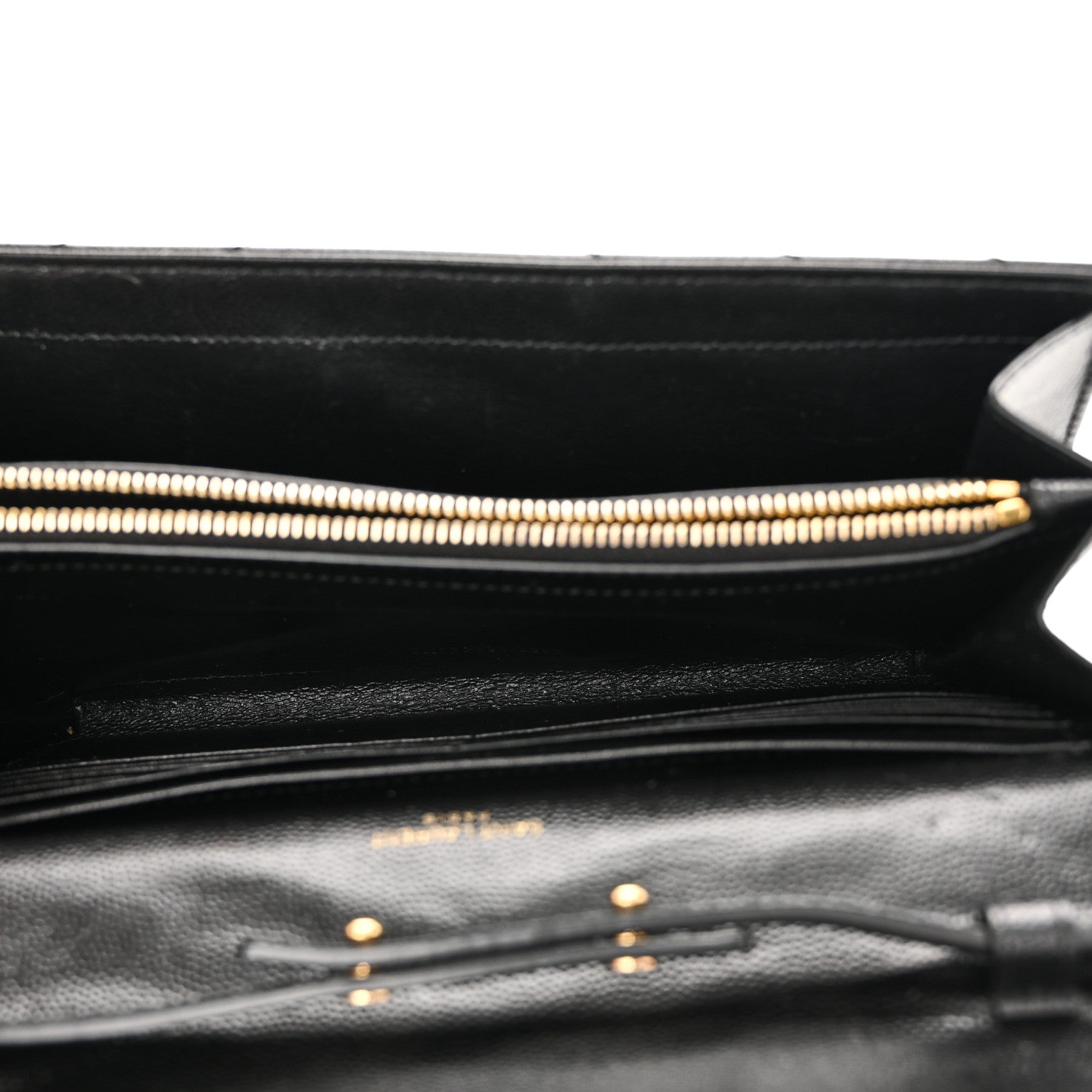 Saint Laurent Grain De Poudre Matelasse Chevron Monogram Chain Wallet Black 5 of 11