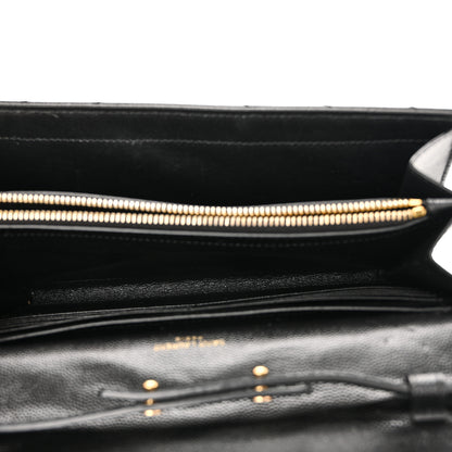 Saint Laurent Grain De Poudre Matelasse Chevron Monogram Chain Wallet Black 5 of 11
