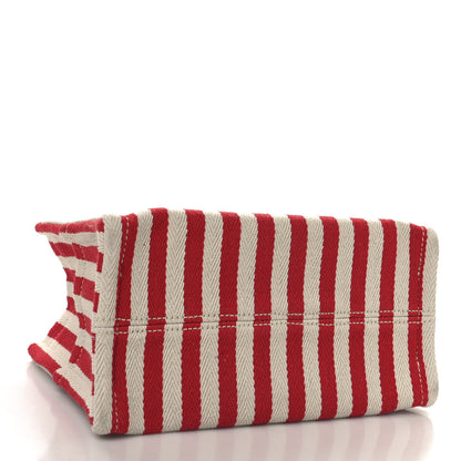 Celine Canvas Calfskin Striped Triomphe Small Cabas Thais Natural Red 4 of 9