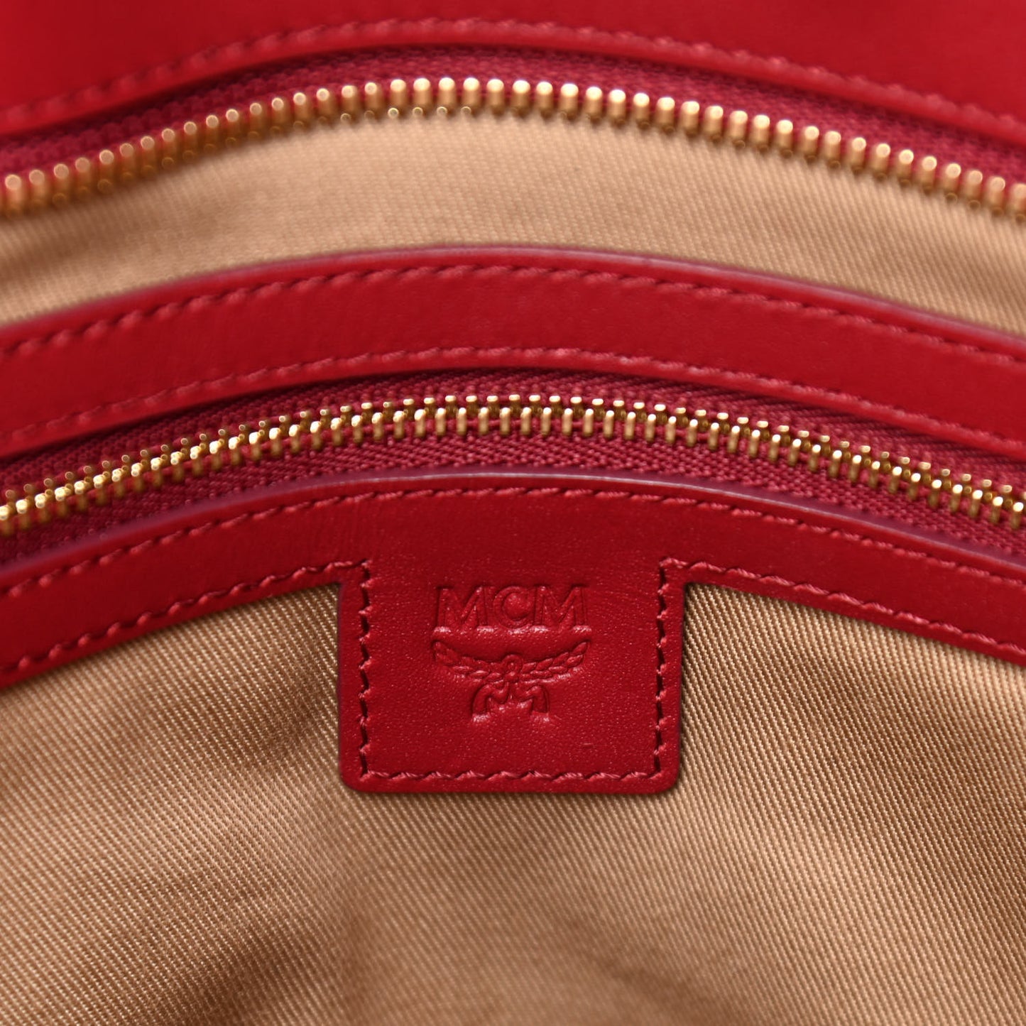 Metallic Visetos Medium Anya Shopper Tote Champagne Gold Red