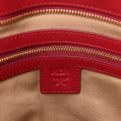 MCM Metallic Visetos Medium Anya Shopper Tote Champagne Gold Red 6 of 9