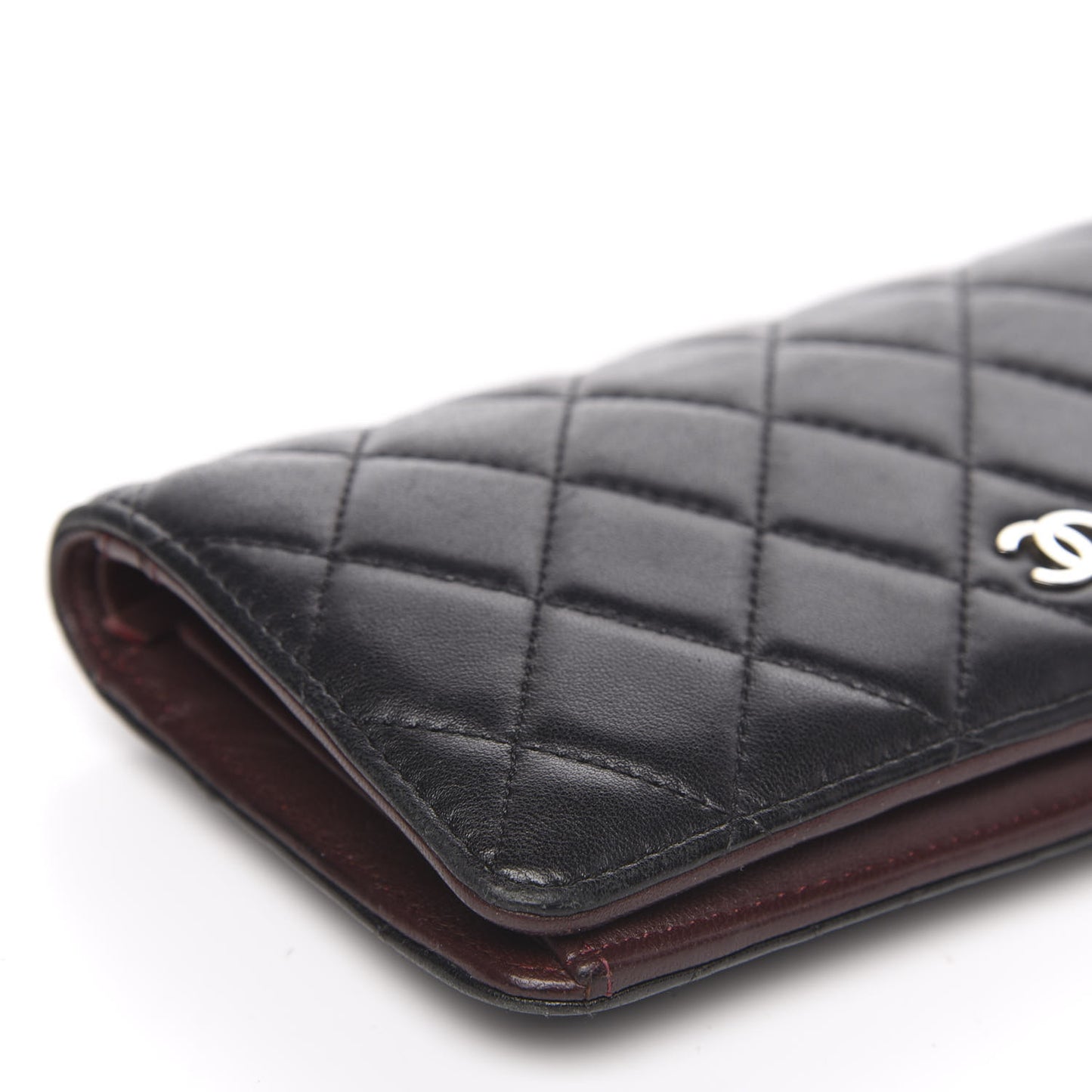 Lambskin Quilted Yen Wallet Black