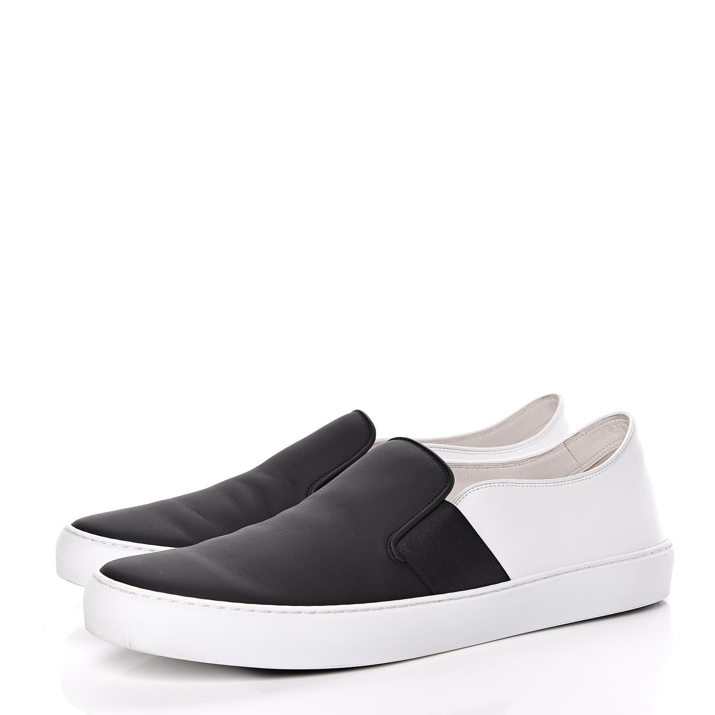 Calfskin Slip On Sneakers 45 White Black