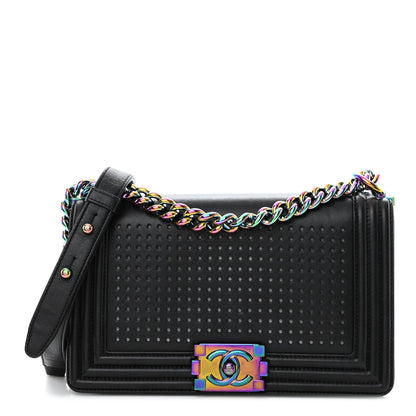 Chanel Lambskin LED Iridescent Metal Medium Boy Flap Black Multicolor 1 of 13