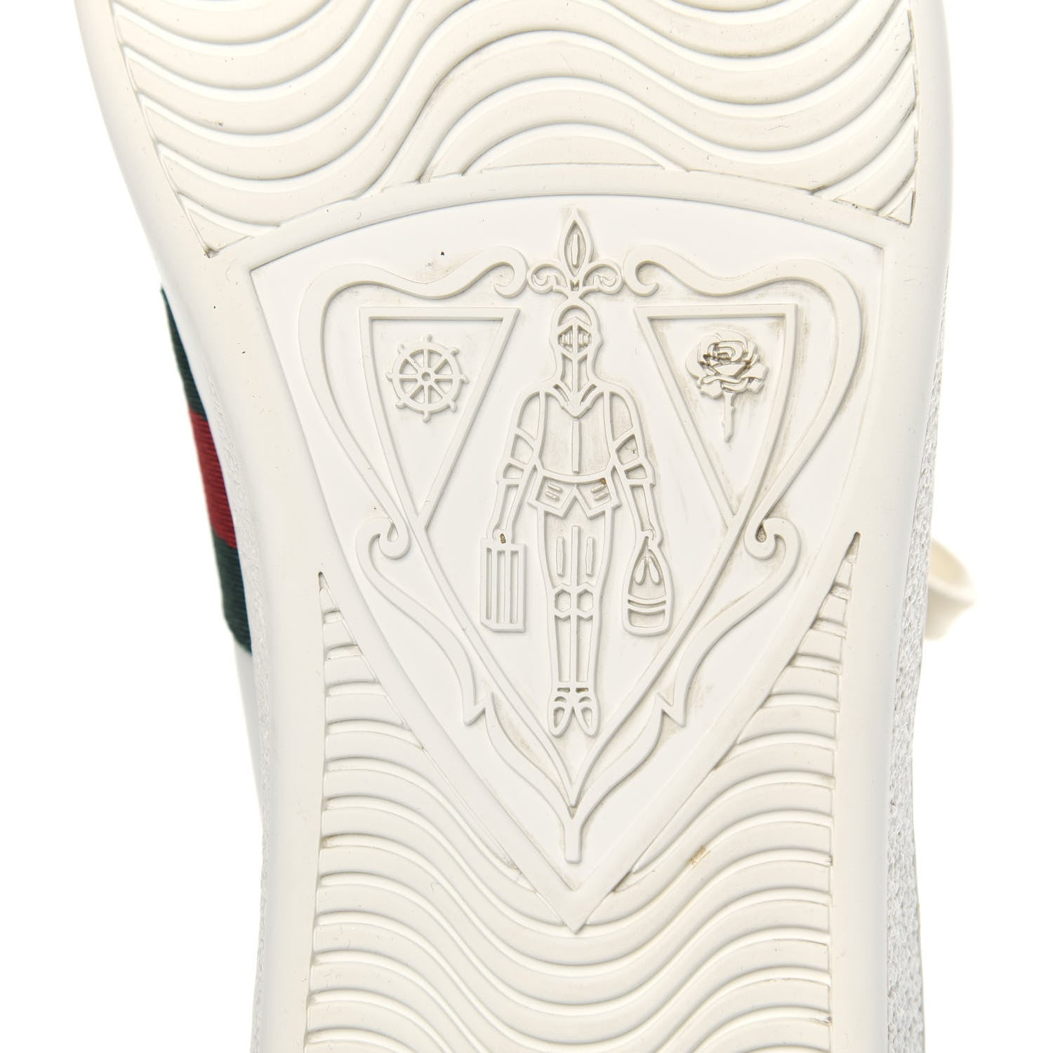 Gucci Calfskin Web Studded Low Pin Womens New Ace Sneakers 38 White 11 of 11