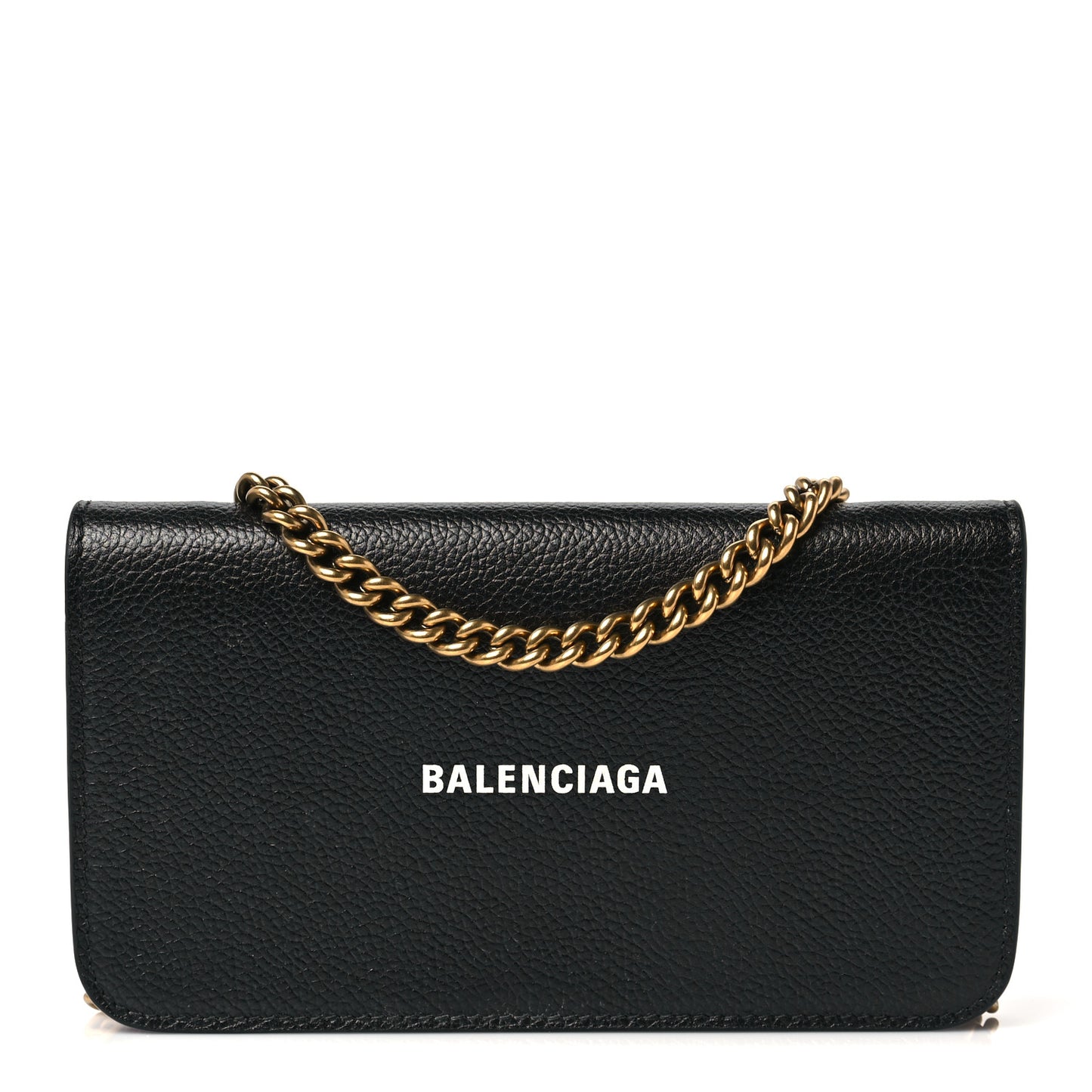 Grained Calfskin Logo Cash Phone Holder Wallet On Chain Black White