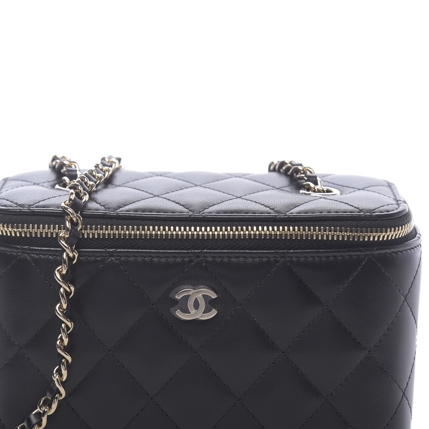 Chanel Lambskin Quilted Small Vanity Case With Chain Black 10 of 11