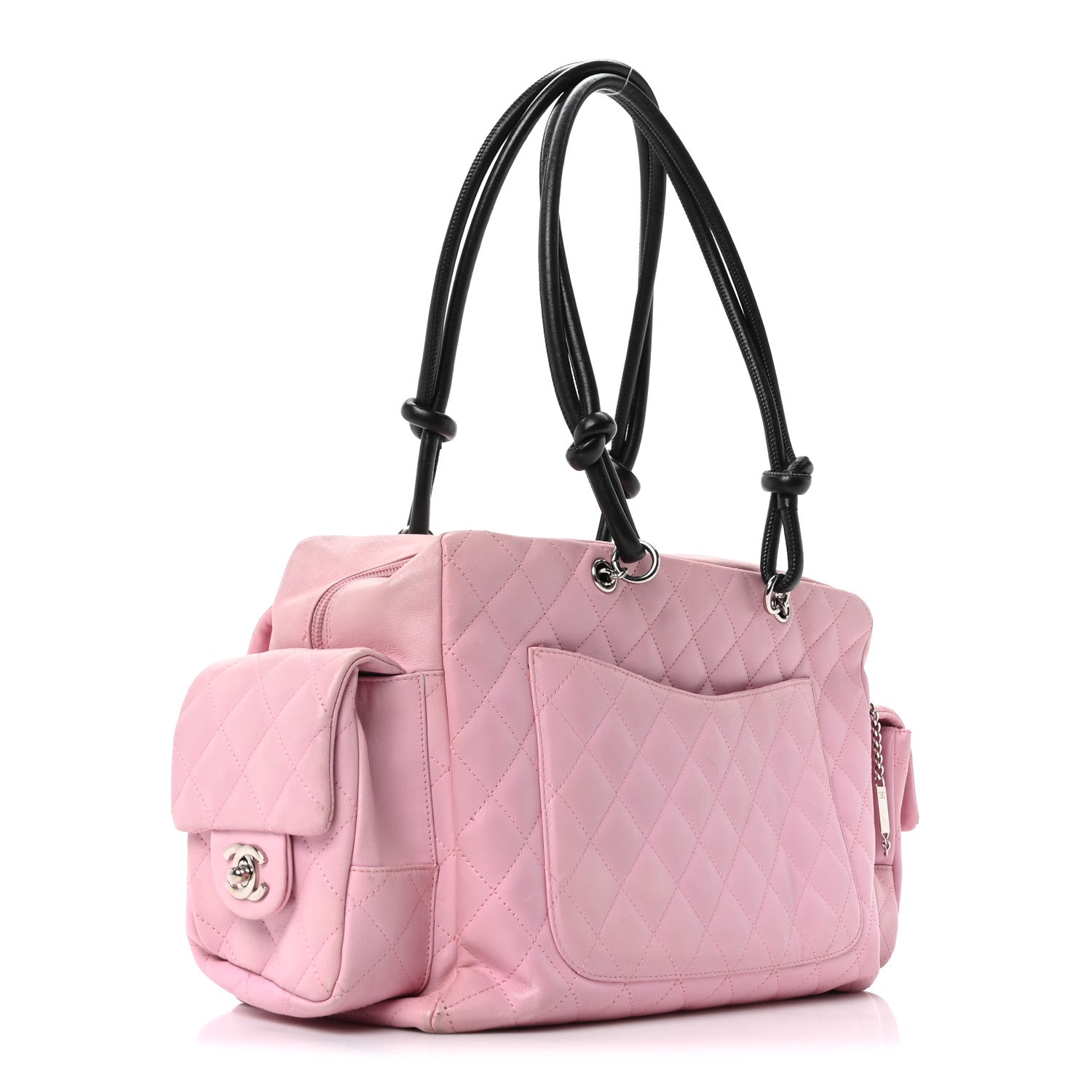 Chanel Calfskin Quilted Large Cambon Multipocket Reporter Pink Black 3 of 10