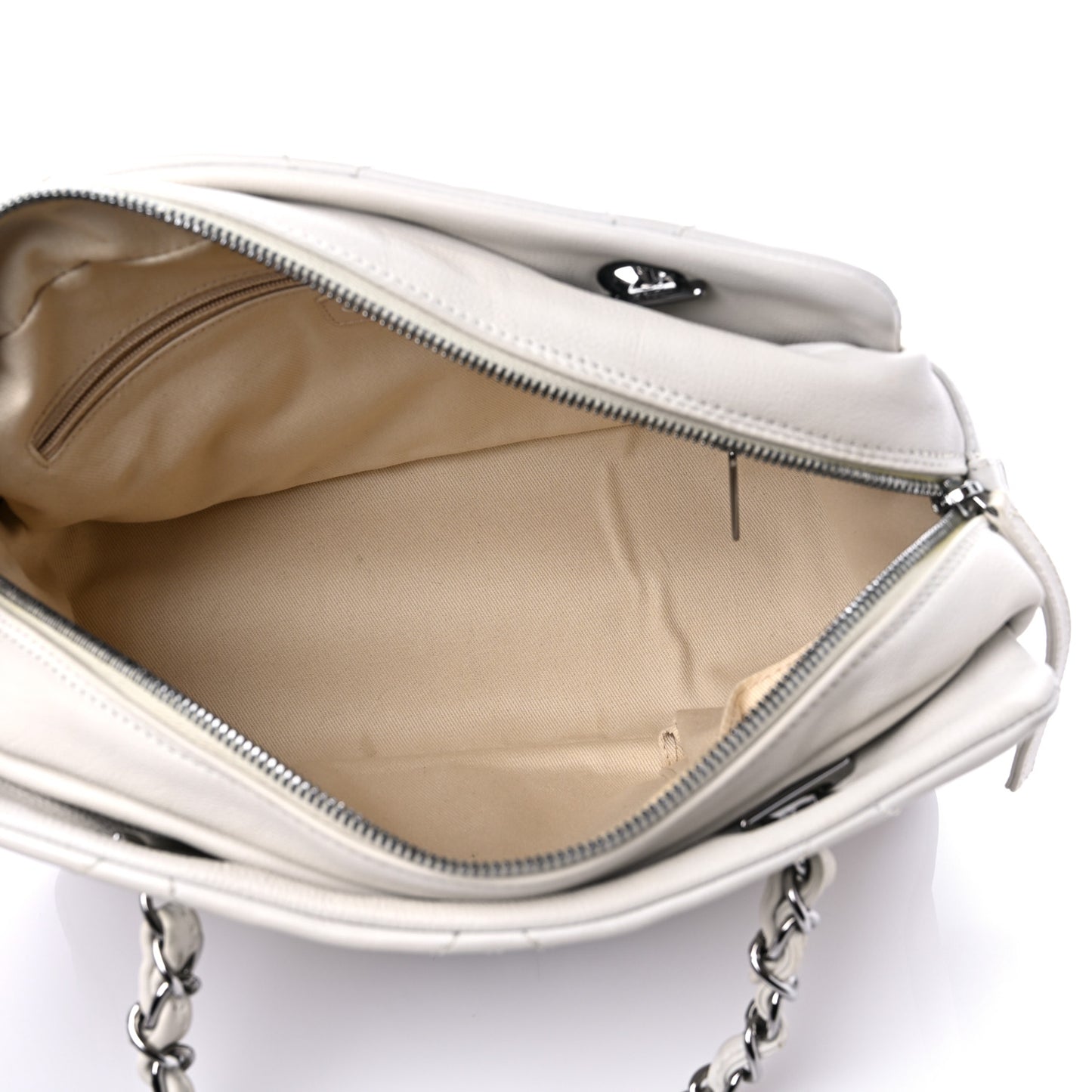 Calfskin Small Diamond Stitch Tote White