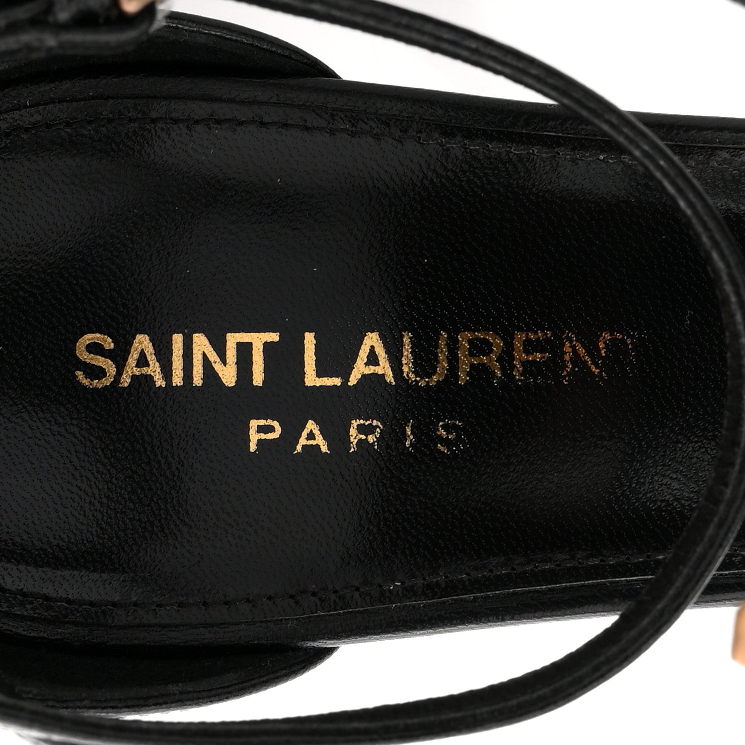 Saint Laurent Calfskin Cassandra 100 Ankle Strap Sandals 41 Black 8 of 12
