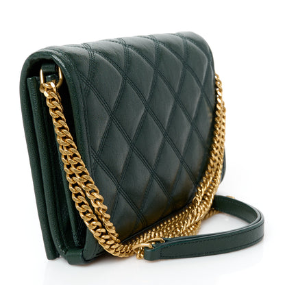 Saint Laurent Lambskin Diamond Quilted Becky Chain Wallet Vert Fonce 3 of 11