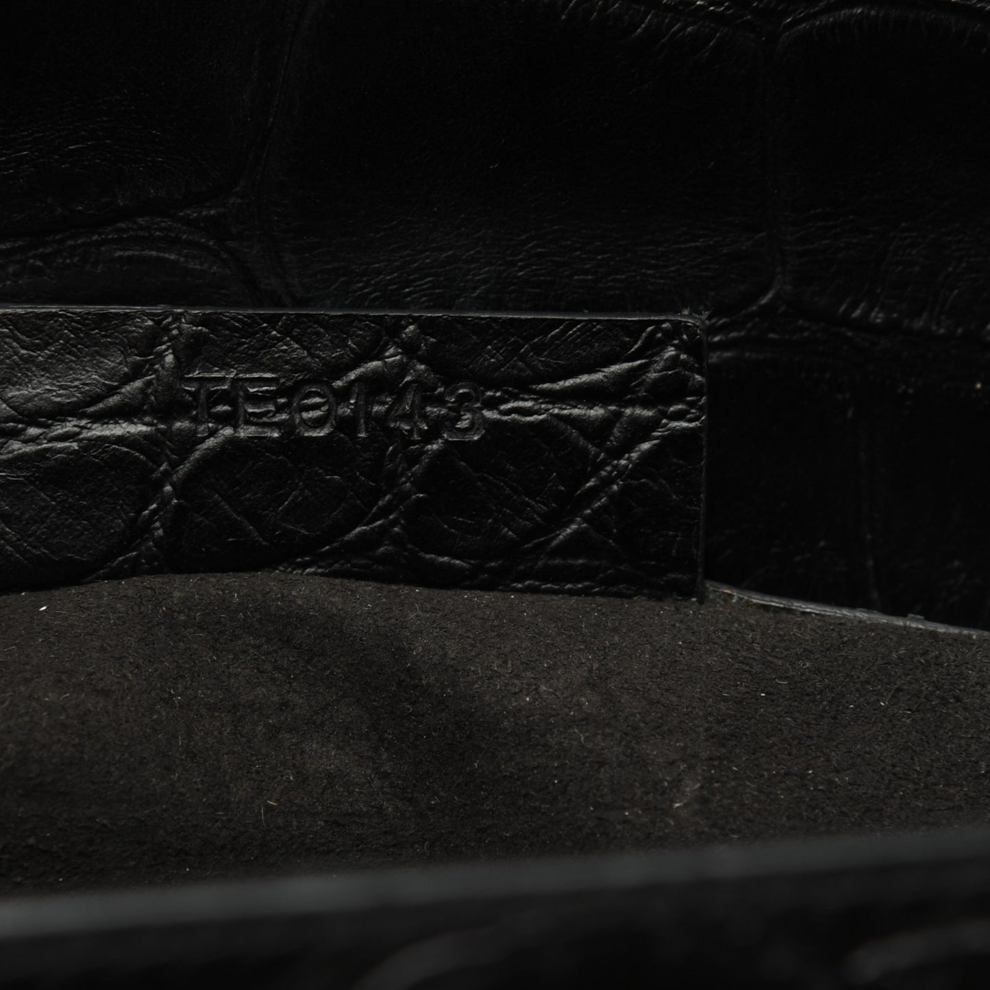 Calfskin Crocodile Embossed Medium Pandora Box Crossbody Bag Black