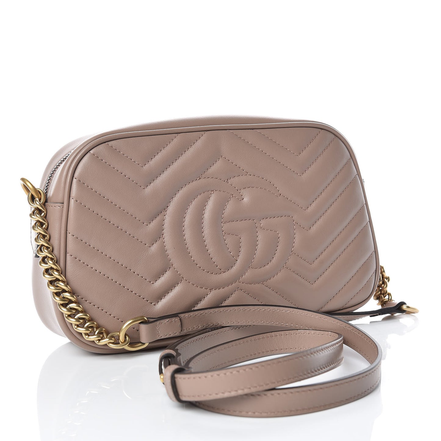 Calfskin Matelasse Small GG Marmont Chain Shoulder Bag Porcelain Rose