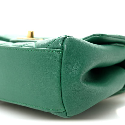 Chanel Shiny Sheepskin Quilted Mini Trapezio Flap Green 10 of 11