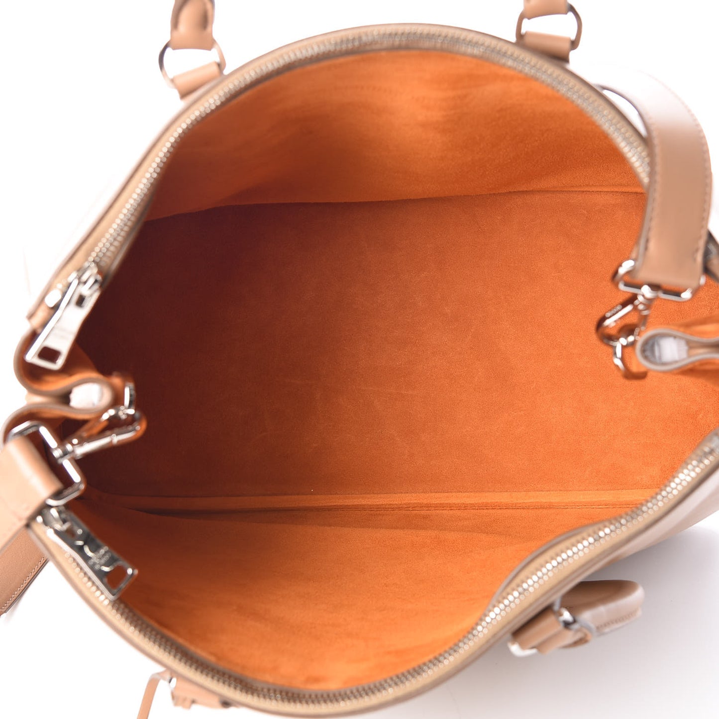 City Calfskin Bi-Color Large Galleria Double Zip Tote Caramel Orange