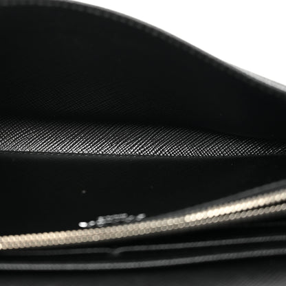Prada Tessuto Saffiano Triangle Logo Continental Flap Travel Wallet Black 5 of 12
