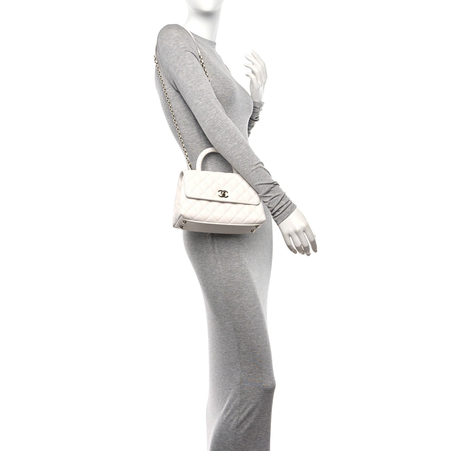 Chanel Caviar Quilted Mini Coco Handle Flap White 2 of 12