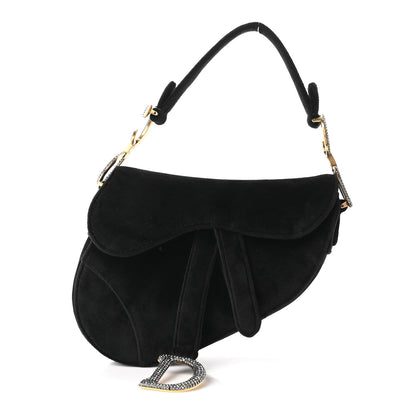 Christian Dior Velvet Crystal Mini Saddle Bag Black 1 of 10