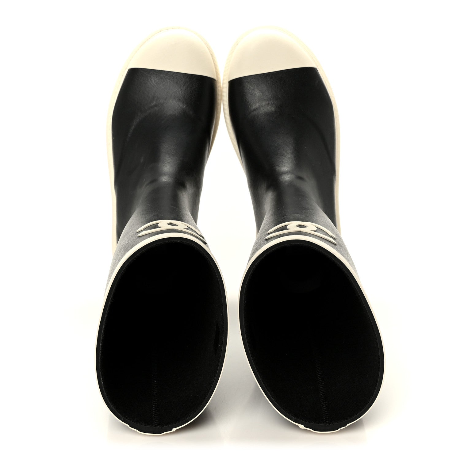 Chanel Caoutchouk CC High Boots 37 Black White 2 of 10