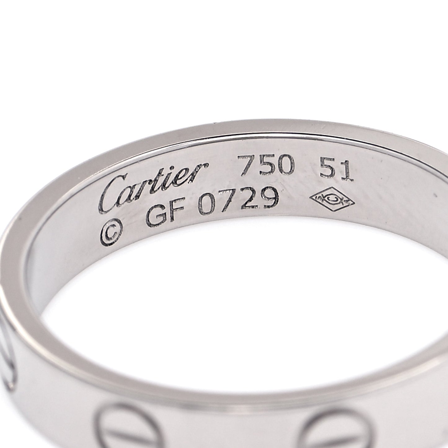 18K White Gold 3.5mm LOVE Wedding Band Ring 51 5.75