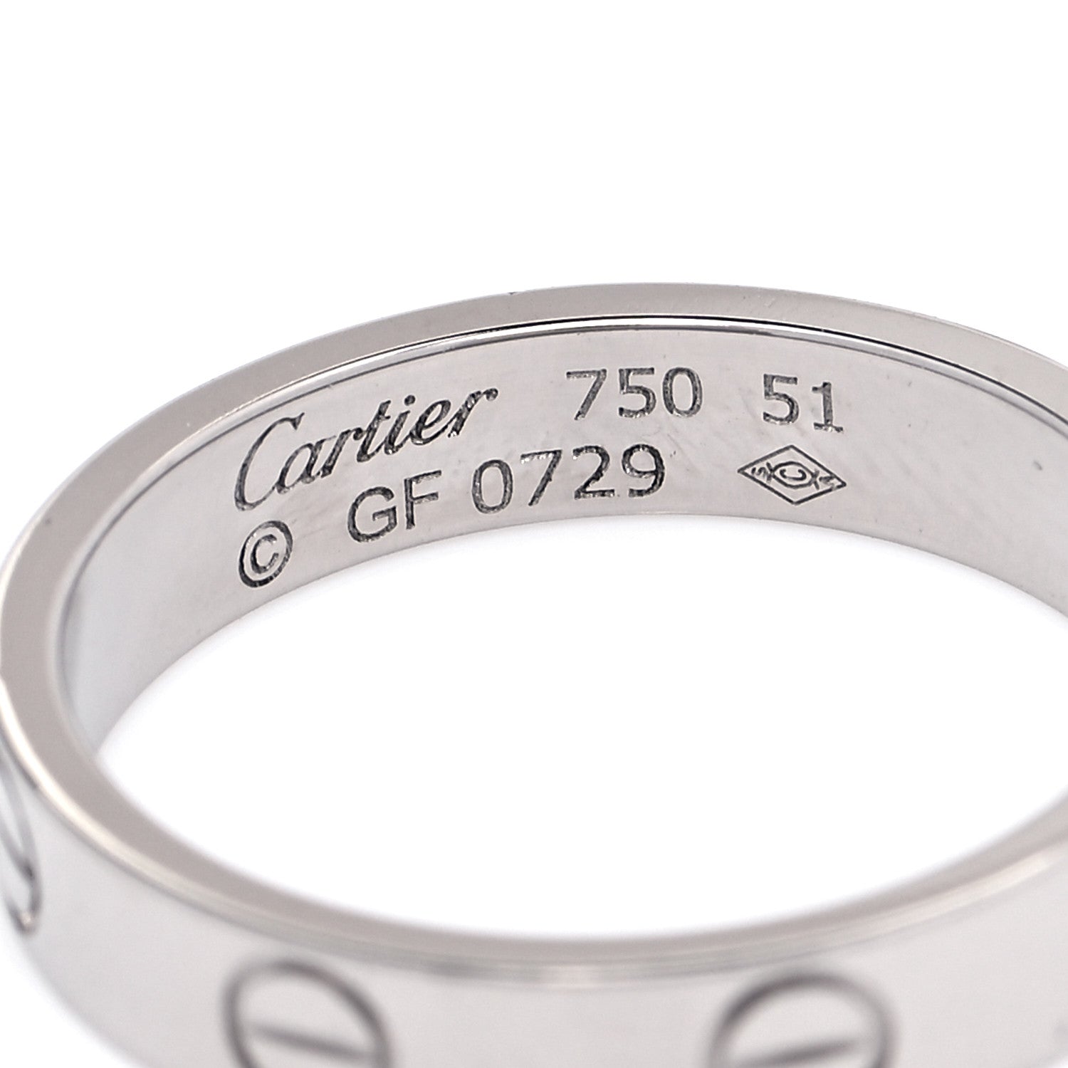 Cartier 18K White Gold 3.5mm LOVE Wedding Band Ring 51 5.75 4 of 4