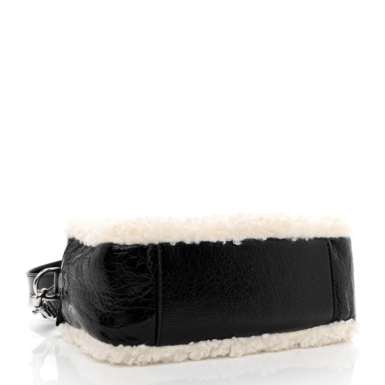 Marc Jacobs Shiny Calfskin Faux Shearling The Camera Bag Black 4 of 11