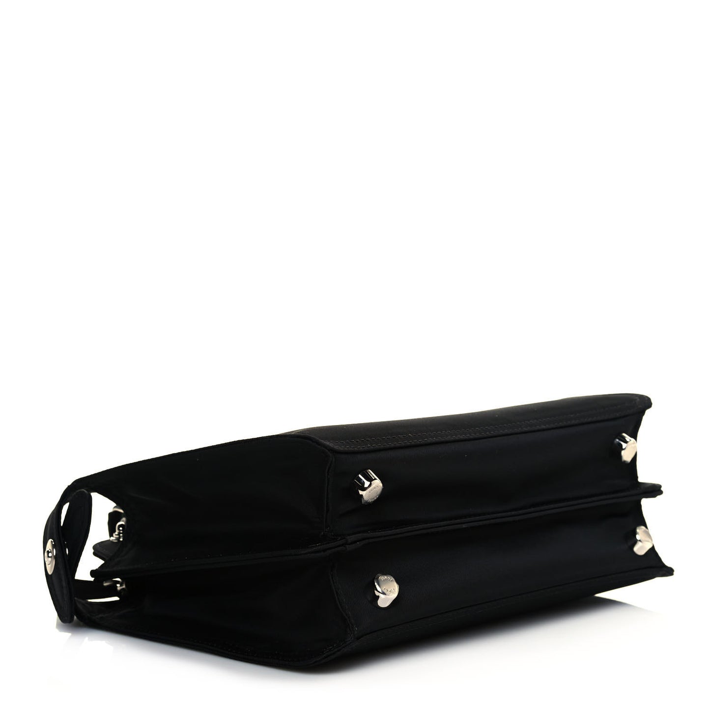 Nylon Vitello Cover Logo Embossed Mini Peekaboo I SEE U Satchel Black White