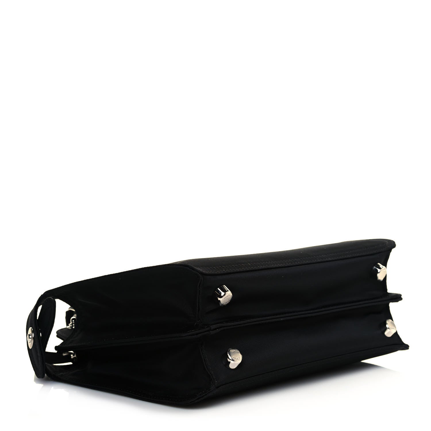 Fendi Nylon Vitello Cover Logo Embossed Mini Peekaboo I SEE U Satchel Black White 5 of 11
