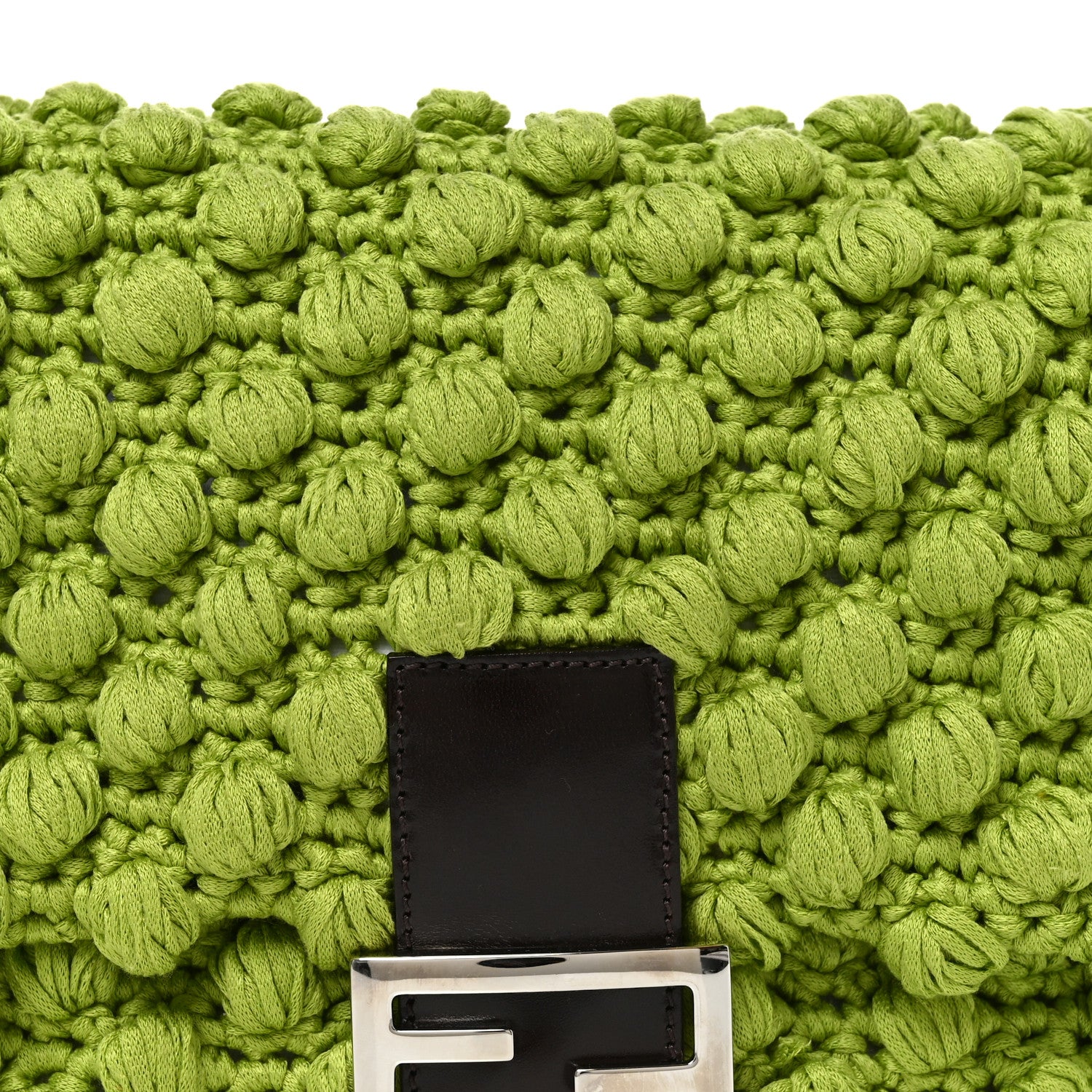 Fendi Wool Crochet Knit Mama Baguette Green 8 of 10
