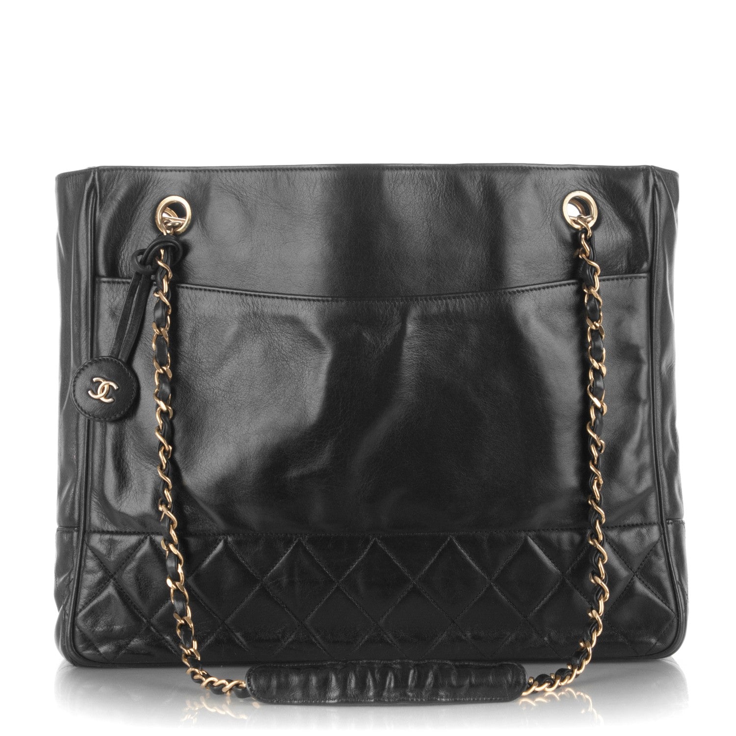 Chanel Lambskin Shopping Tote Navy 1 of 10