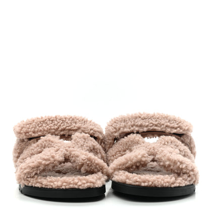 Hermes Woolskin Womens Chypre Sandals 36.5 Bois De Santal 2 of 8