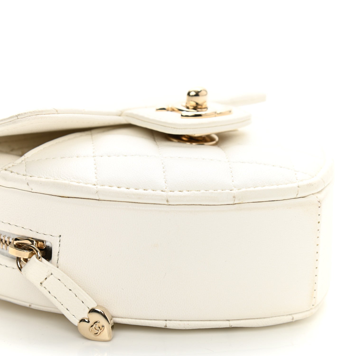 Chanel Lambskin Quilted CC In Love Heart Clutch With Chain White 10 of 12