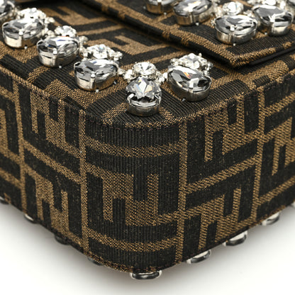 Fendi Fabric Jacquard FF 1974 Crystal Embellished Baguette Tobacco Moro Multicolor 9 of 9
