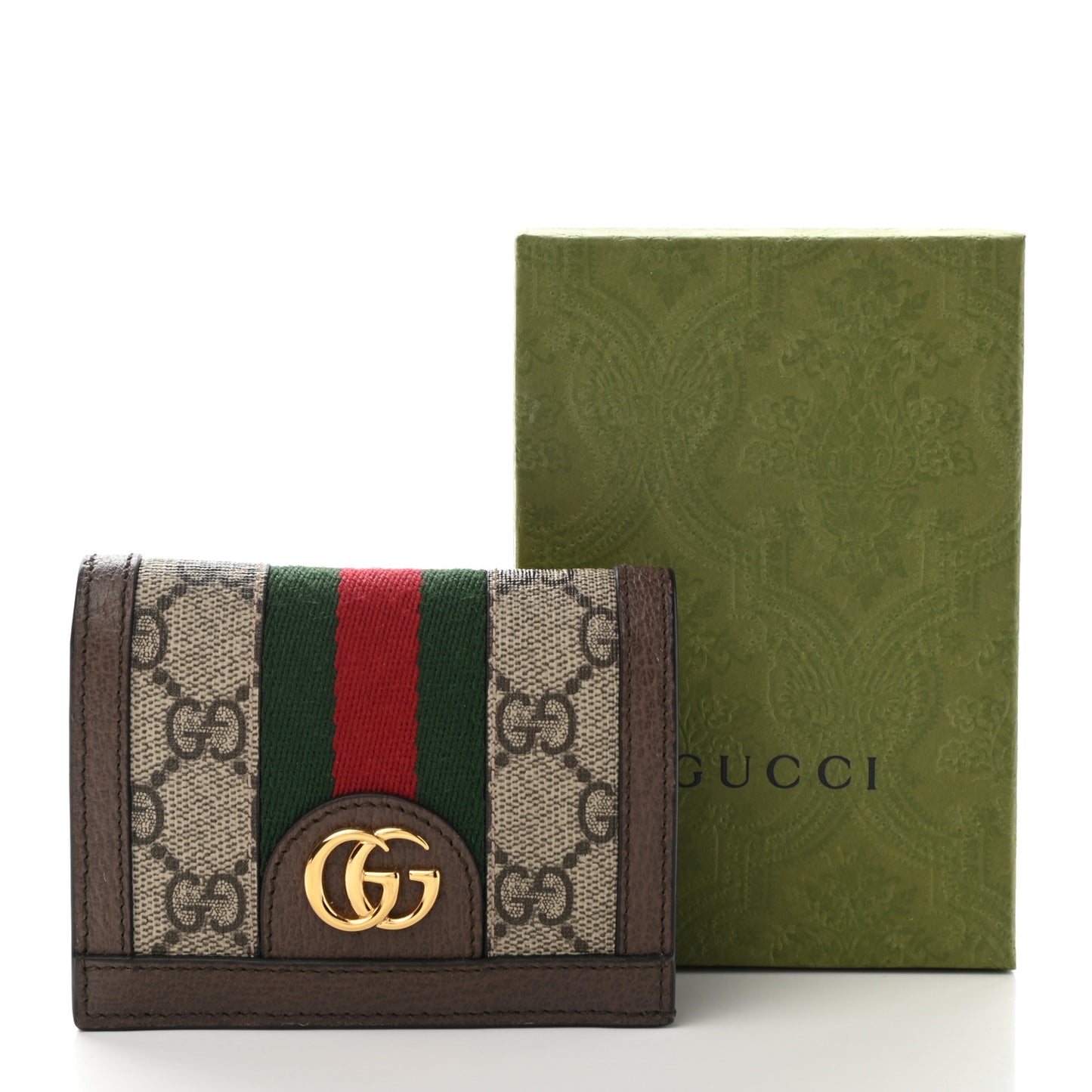 GG Supreme Monogram Web Ophidia Card Case Beige New Acero