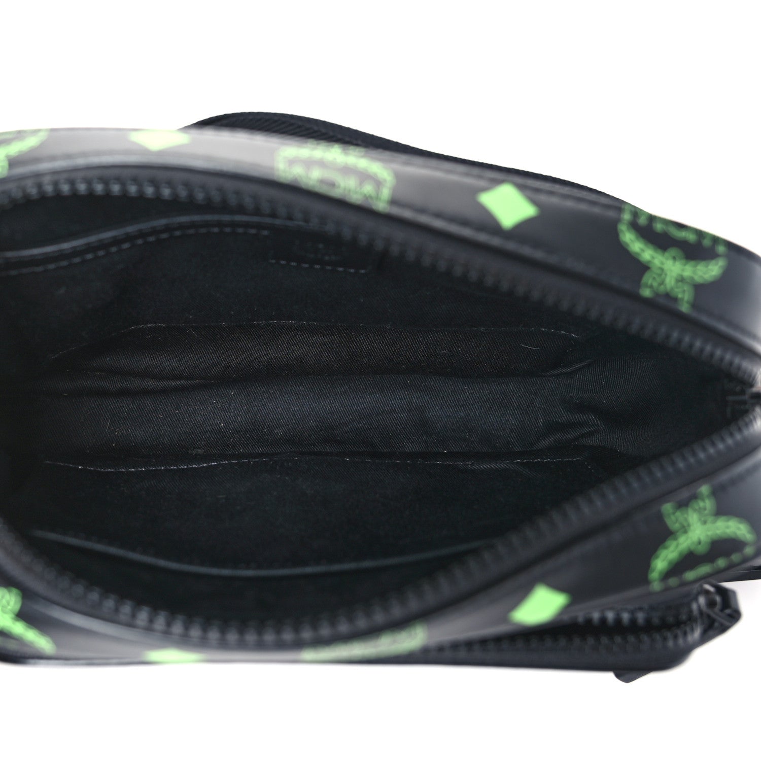 MCM Calfskin Color Splash Logo Small Crossbody Black Purple Green 5 of 8