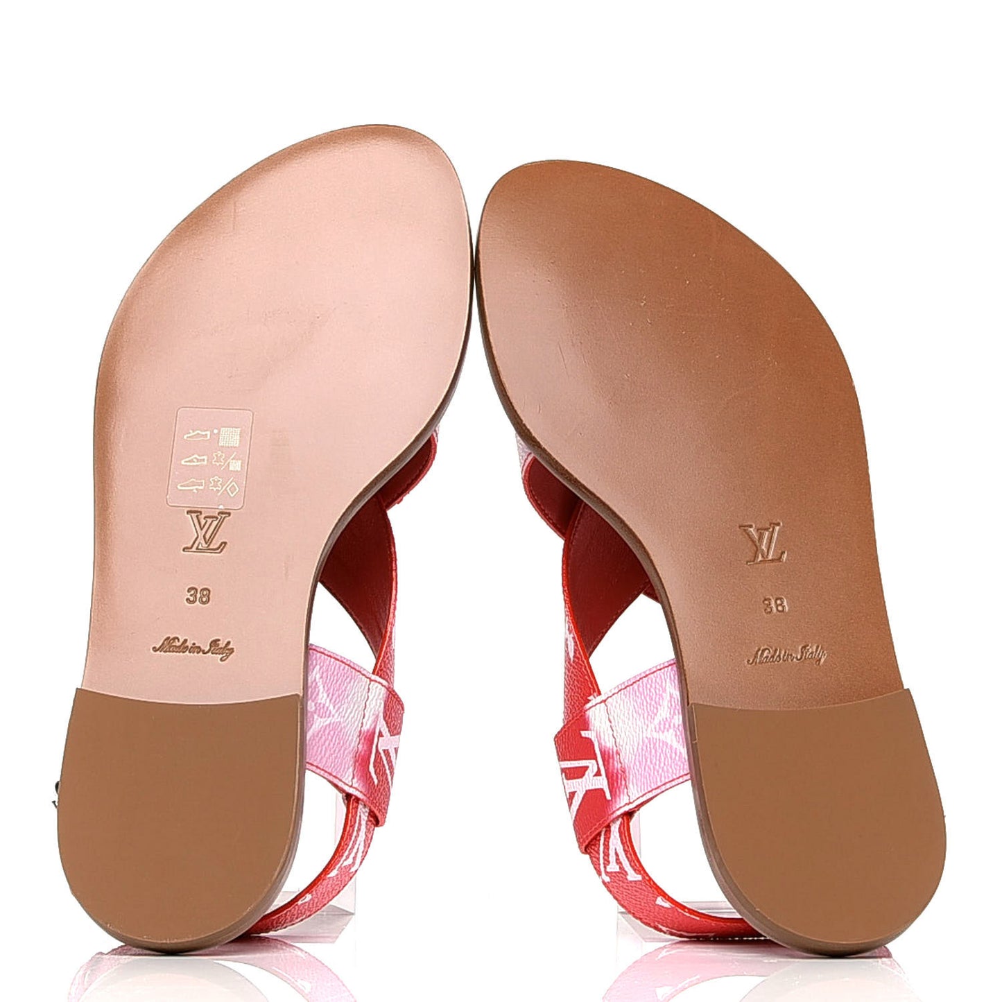 Monogram Escale Palma Flat Sandals 38 Rouge