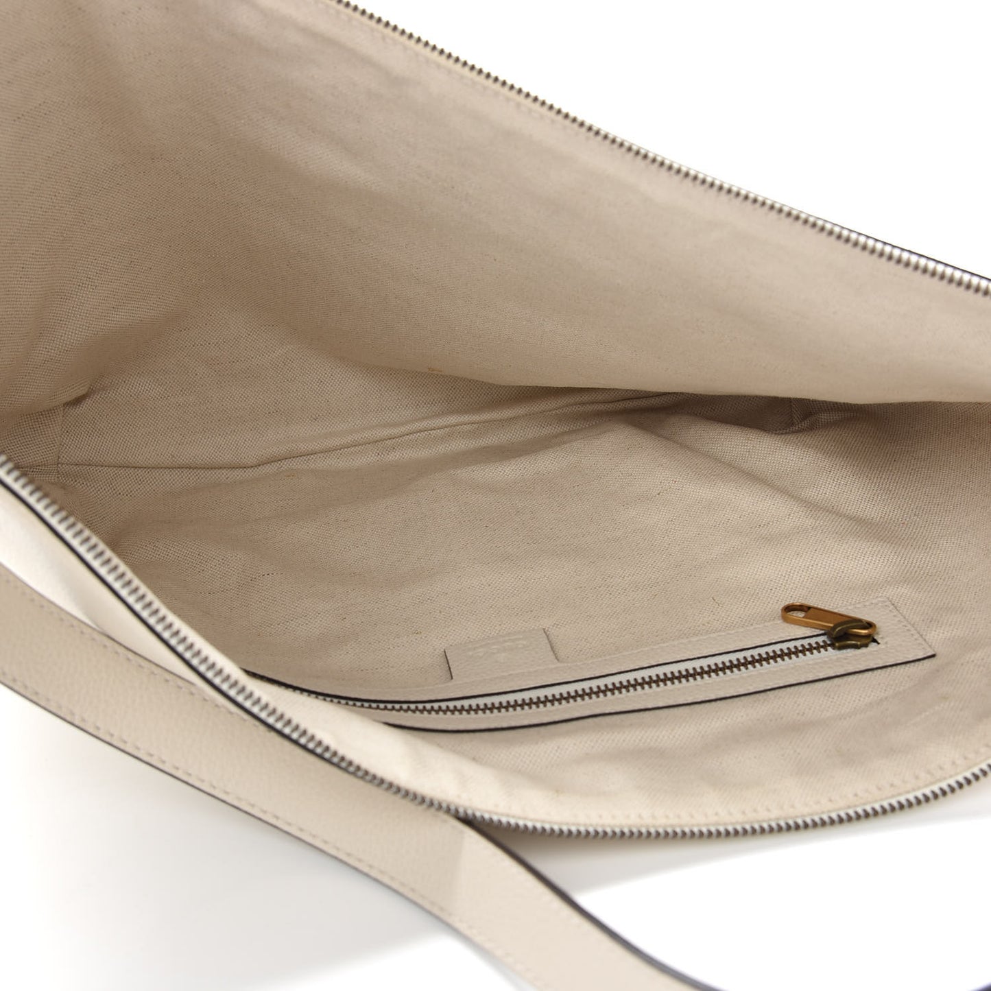 Grained Calfskin Logo Half Moon Hobo White