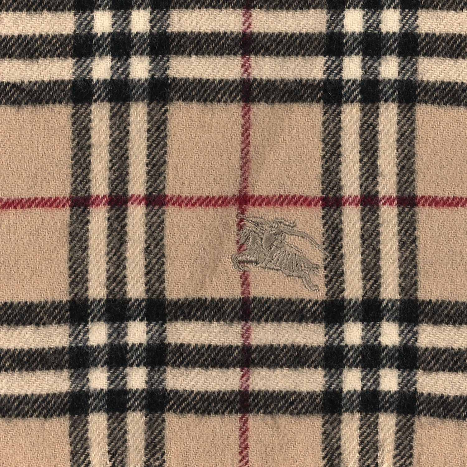 Burberry Wool Cashmere House Check Fringe Scarf Camel 3 of 4