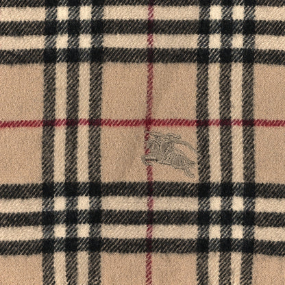 Burberry Wool Cashmere House Check Fringe Scarf Camel 3 of 4