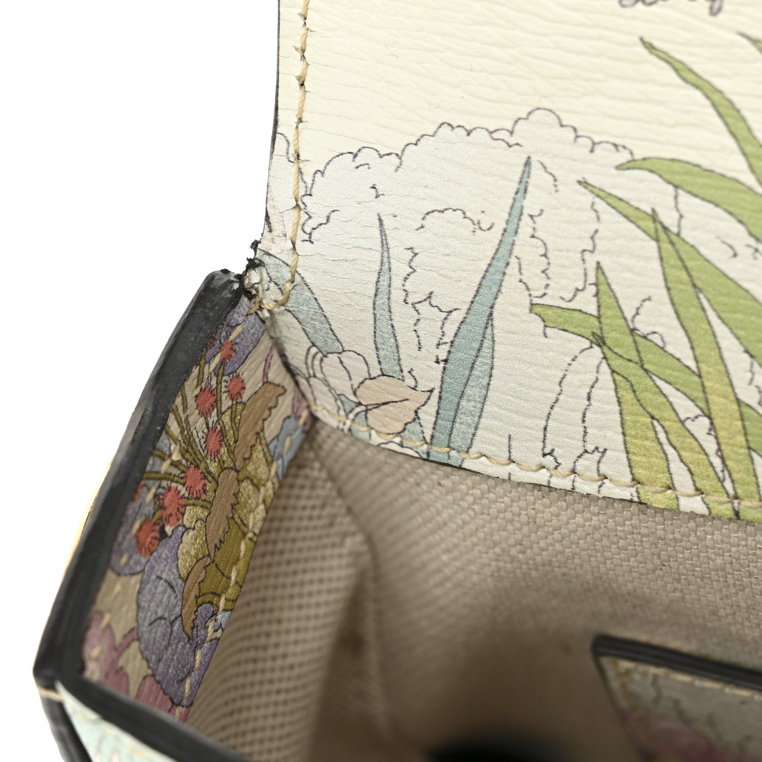 Gucci New Shangai Calfskin Tiger Savanah Web Mini Horsebit 1955 Shoulder Bag Chalky White Multicolor 11 of 11
