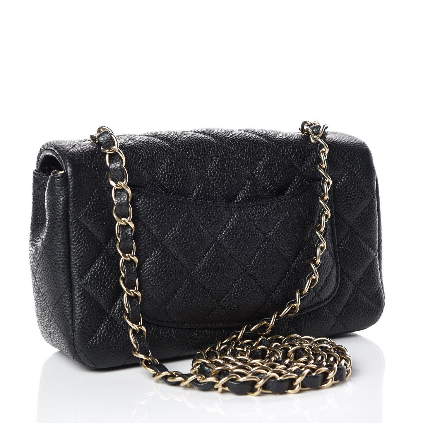 Caviar Quilted Mini Rectangular Flap Dark Charcoal